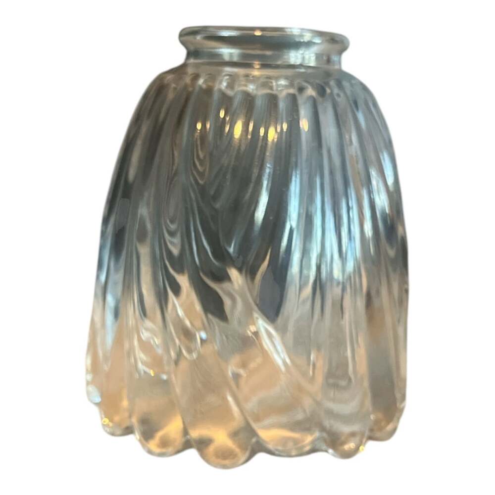 Vintage Clear Ribbed Swirl Glass Pendant Light Shade
